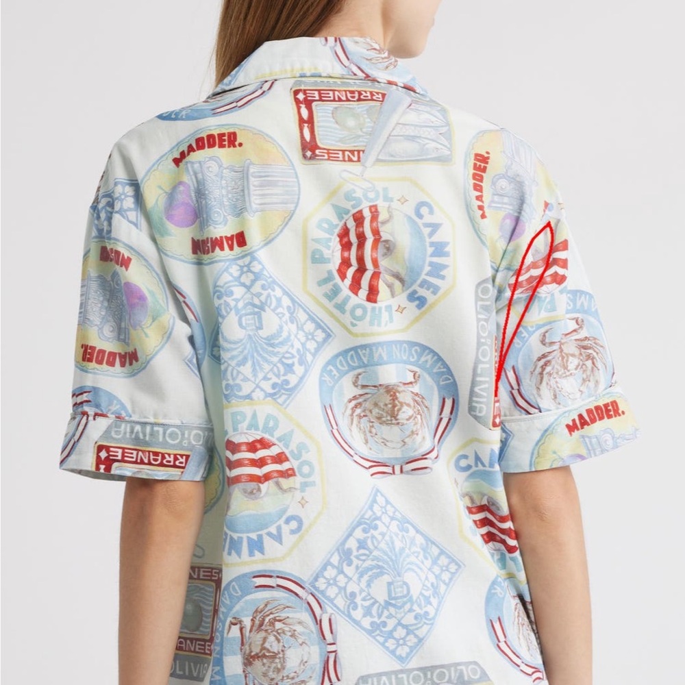 Damson Madder Chlo Holiday Cotton Linen Camp shirt - Picture 2 of 4